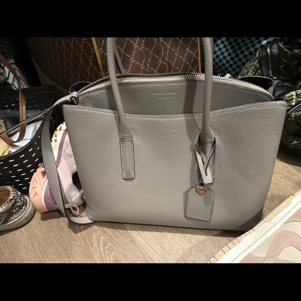 Elegant Gray Leather Tote Bag
